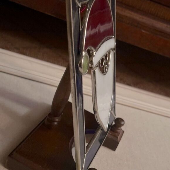 Vintage Santa thick stained glass window sun catcher w chain. - Picture 7 of 7